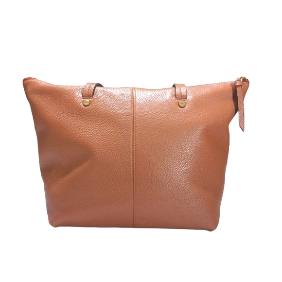J Crew Pebbled Leather Shoulder Bag Tote Caramel/Cognac Brown Devon zip top - Picture 1 of 12